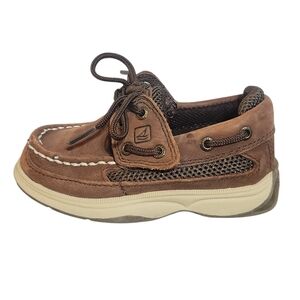 Sperry Top Sider Loafers Boys Size 7 M Brown Boat Shoes Lanyard Toddler